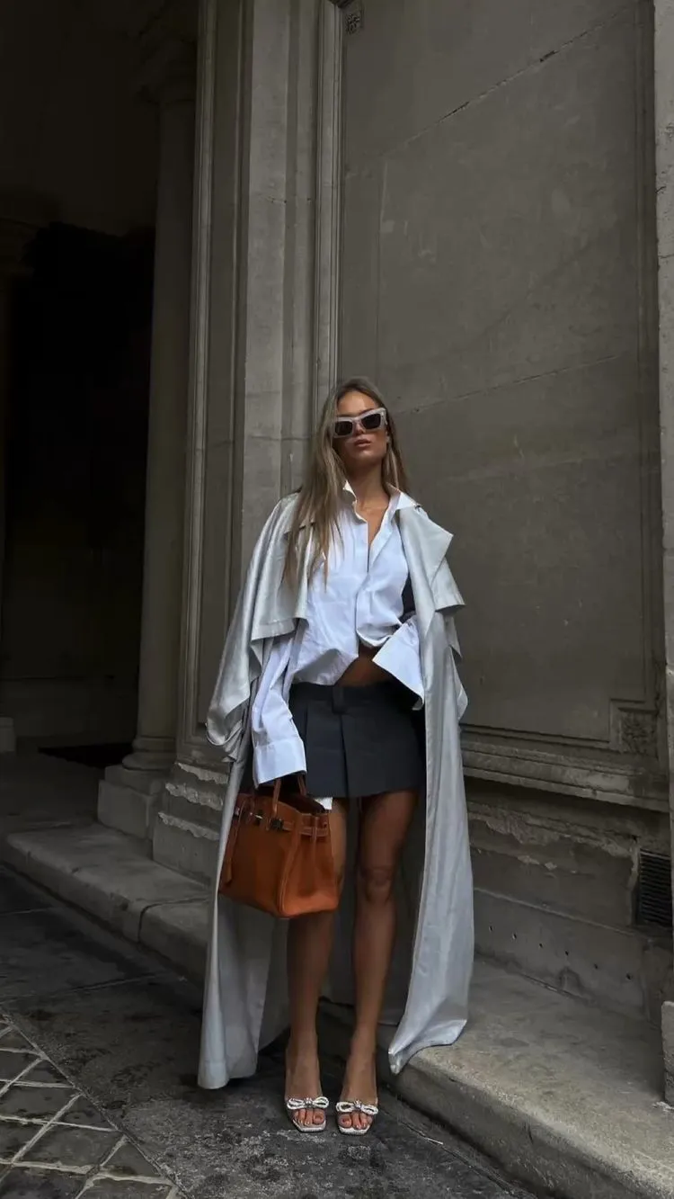 How To Style A Button Down Shirt From Casual To Chic: Pleated Skirt