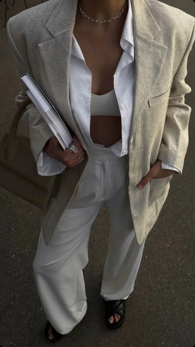 How To Style A Button Down Shirt From Casual To Chic: Styled Under A Blazer1
