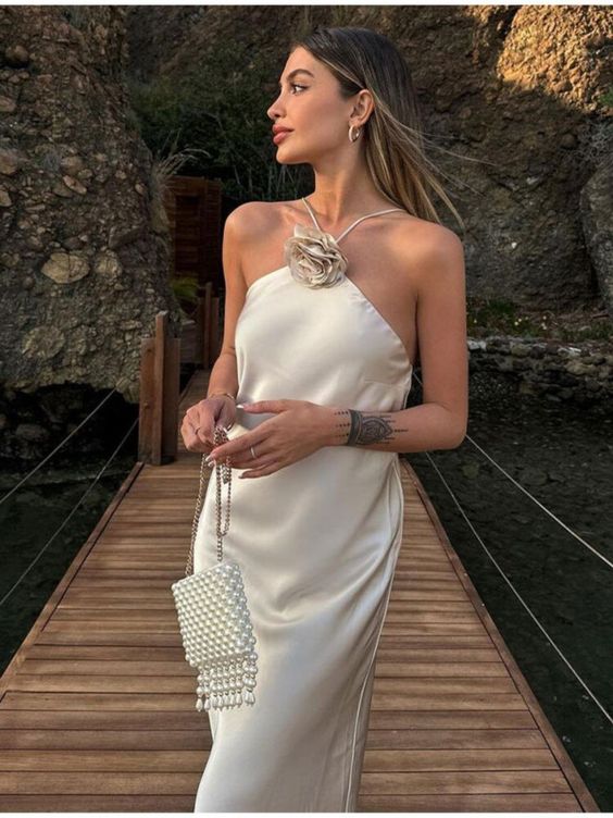 5 Quiet Luxury Date Night Outfits For Fall Flower Detail Dress and Tops