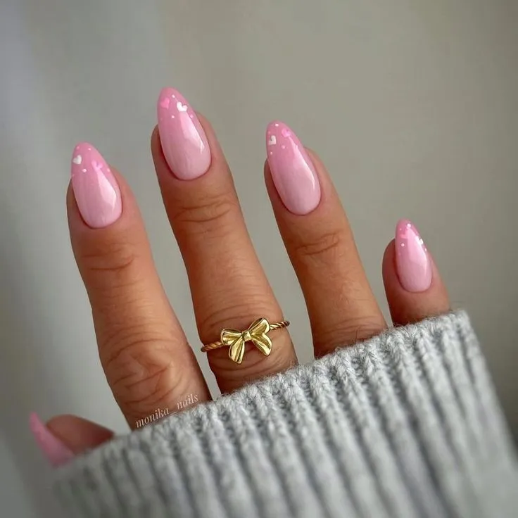French Tip Nails With Hearts