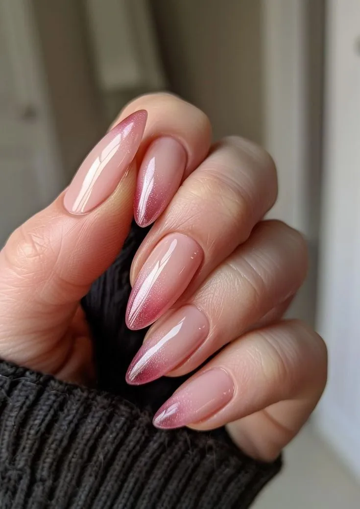 Pink French Ombre Nails