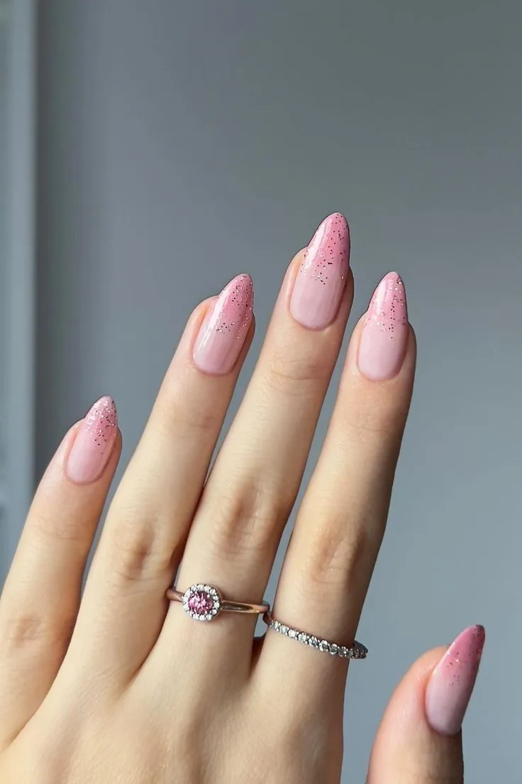 Pink Glitter French Manicure