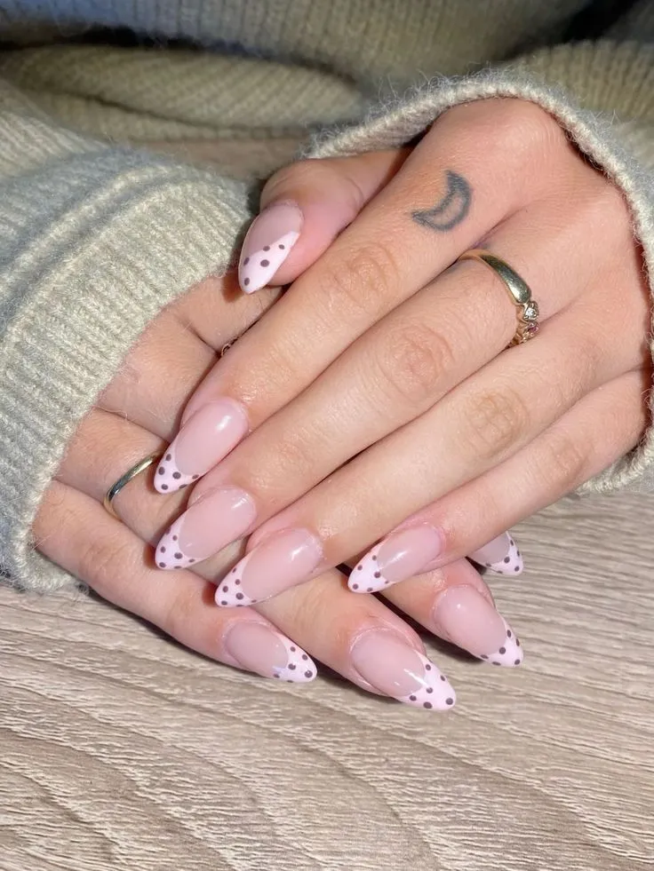 Pink Polka Dot French Tips