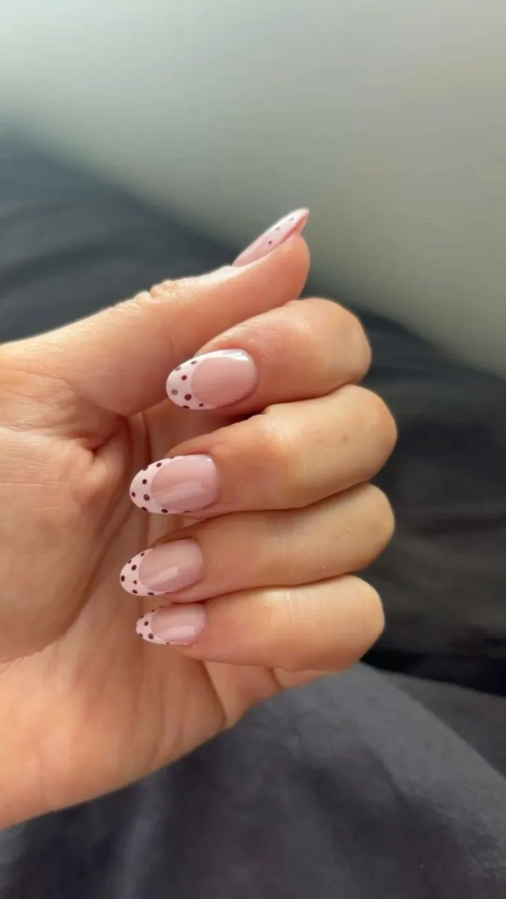 Pink Polka Dot French Tips