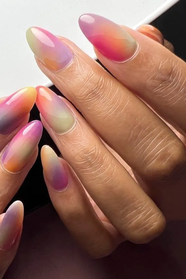 Colourful Aura Summer Nails Design