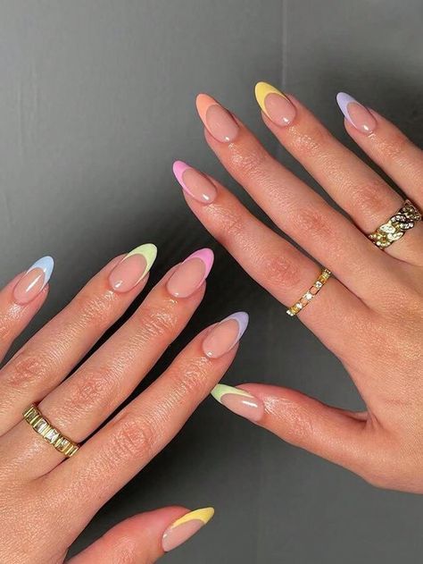 Colourful French Tip Summer Nails 0