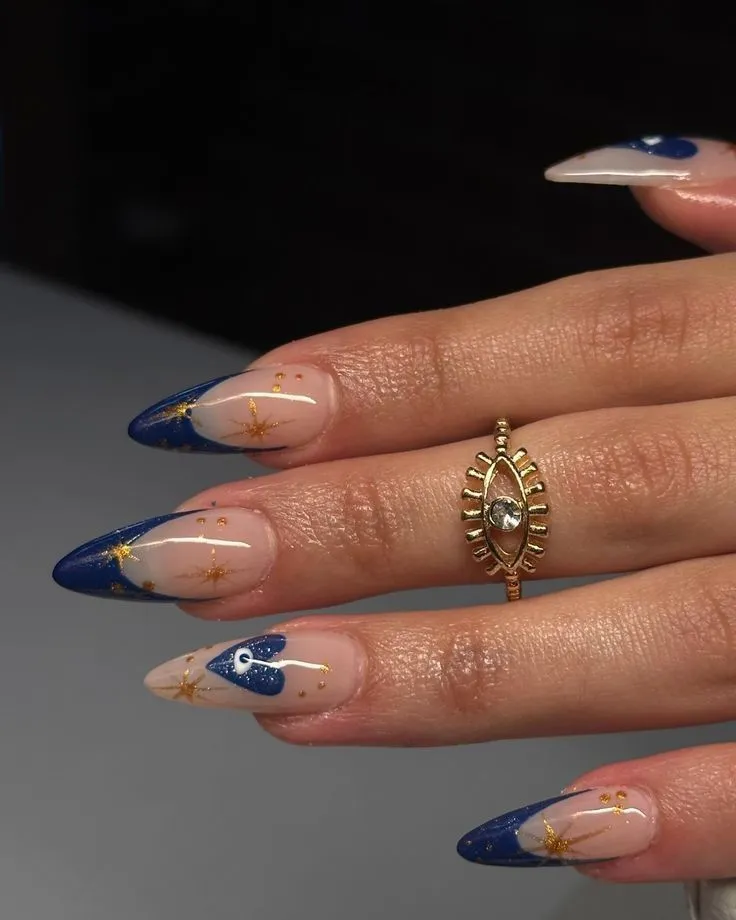 Glamorous Almond Nails with Metallic Glitter