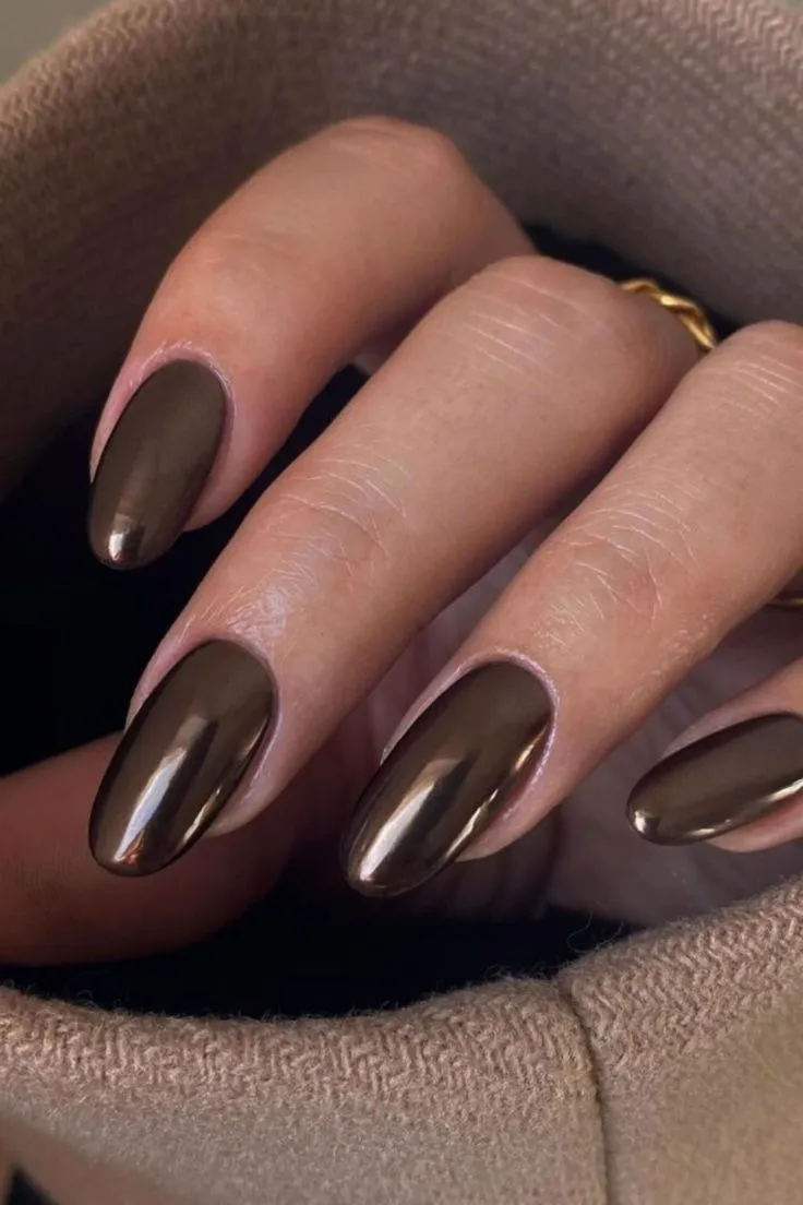 Glazed Espresso Chrome Nails