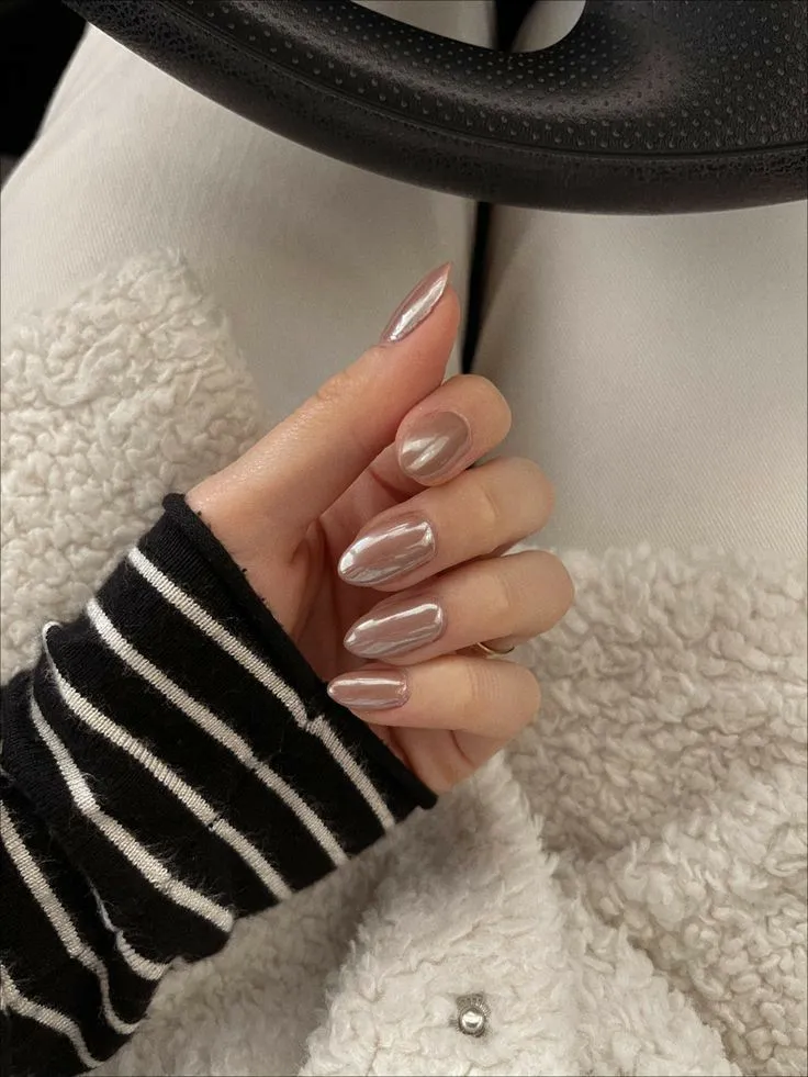Light Brown Chrome Nails