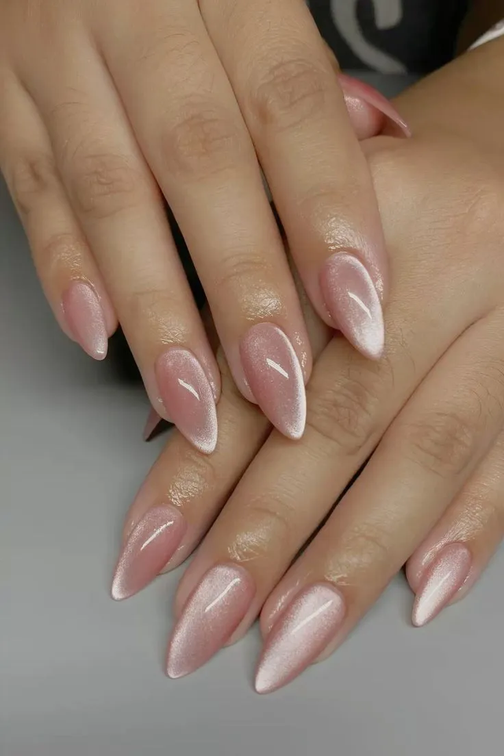 Light Pink Cat Eye Nails