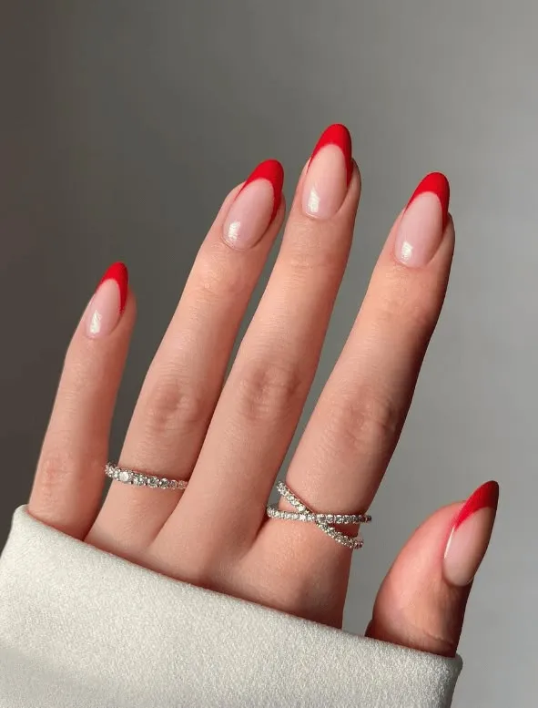 Red French Tip Manicure