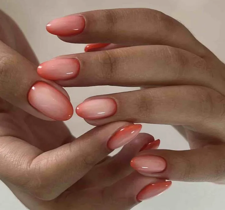 Coral Summer Ombre Nails