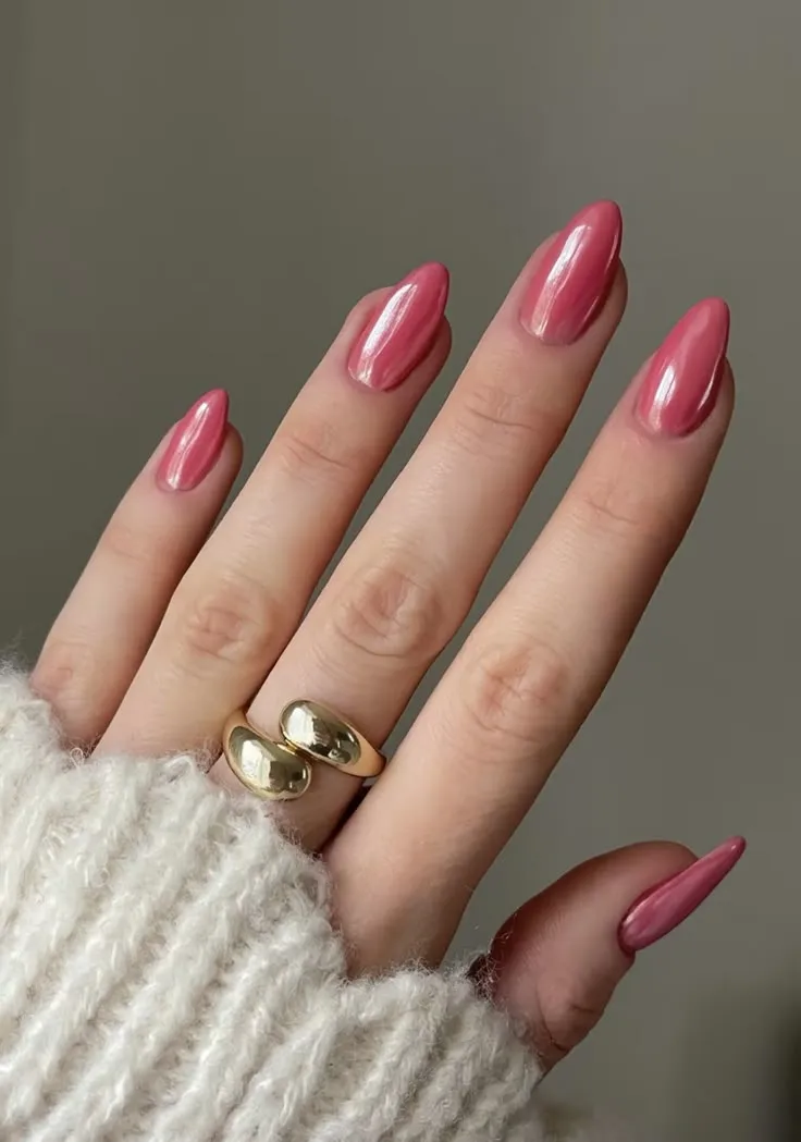 Hot Pink Chrome Nails