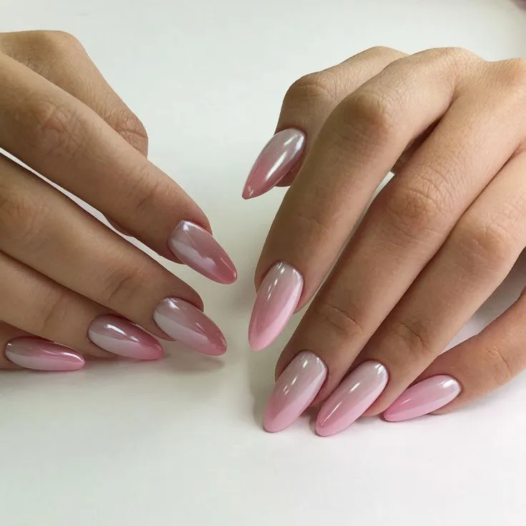 Pink and White Ombre Nails Art