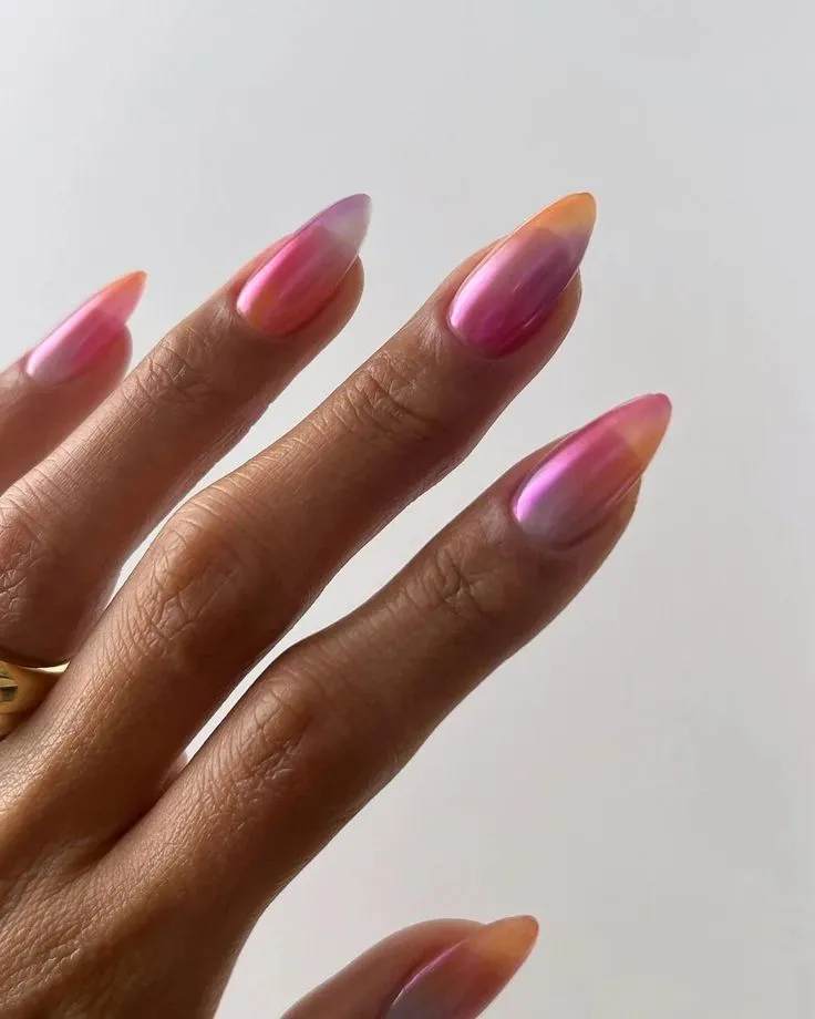Sunset Chrome Ombre Nails