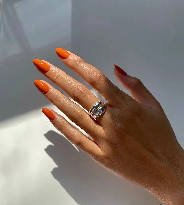 Pumpkin orange almond fall nails ideas