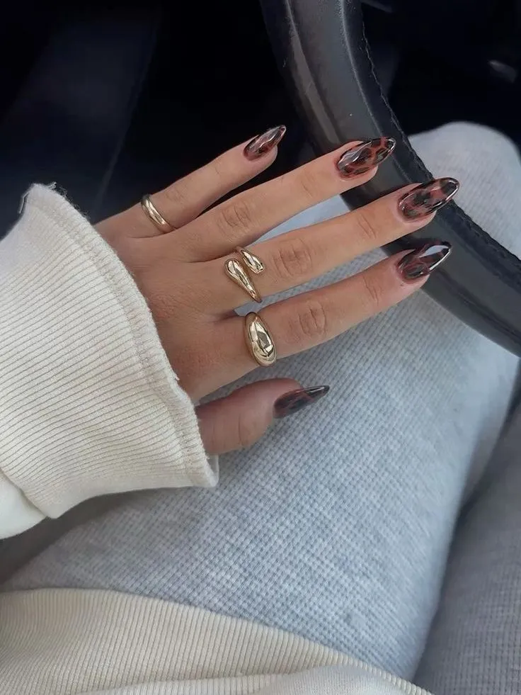 Tortoise Shell Almond Fall Nails