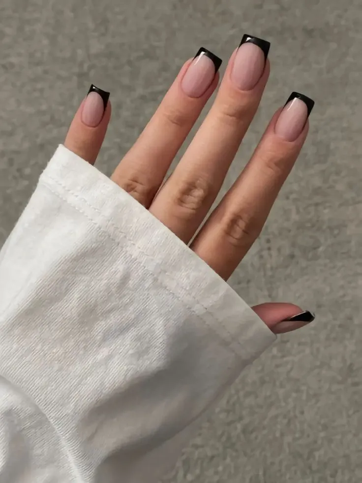 Soft Black French Square Tips
