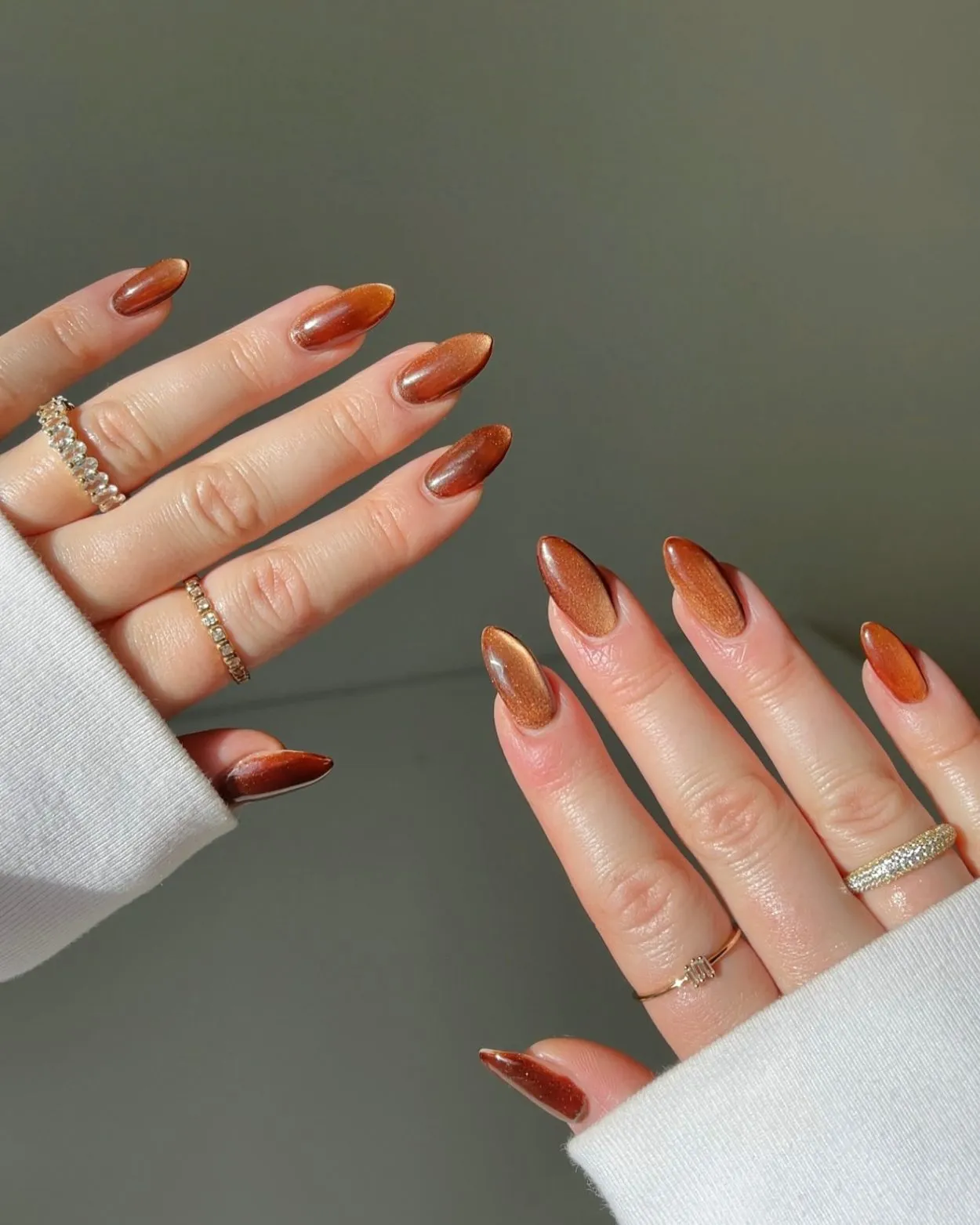 Cinnamon Cat Eye Classy Autumn Nails 2025