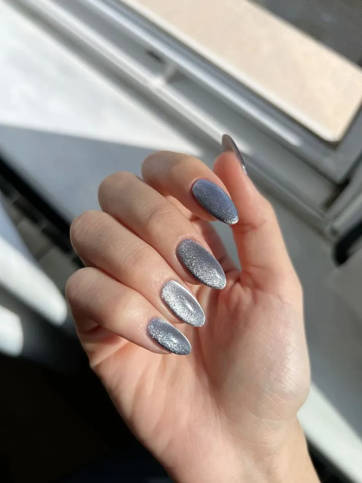 Grey Velvet Cat Eye Fall Nails Ideas 2025