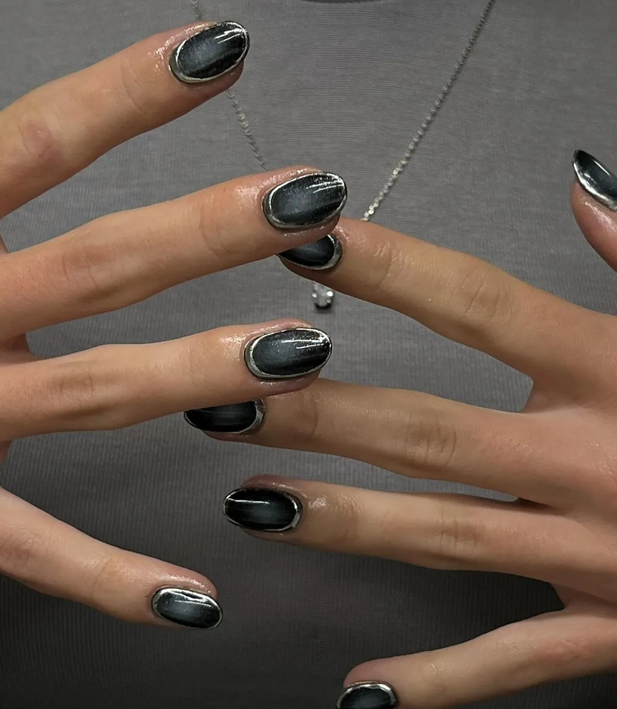 Isolated Chrome Outline Fall Nails September