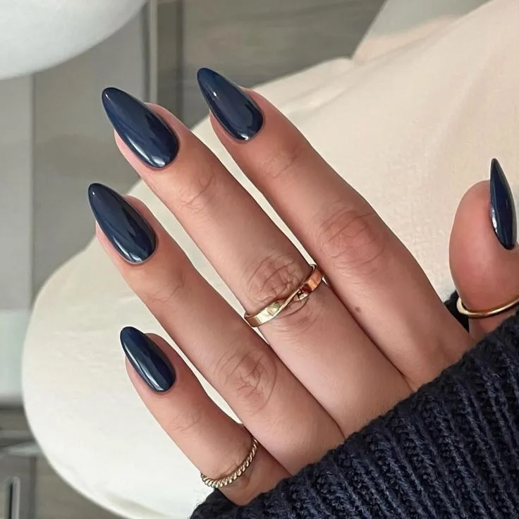 Midnight Blue Nails Classy Fall Autumn Nails