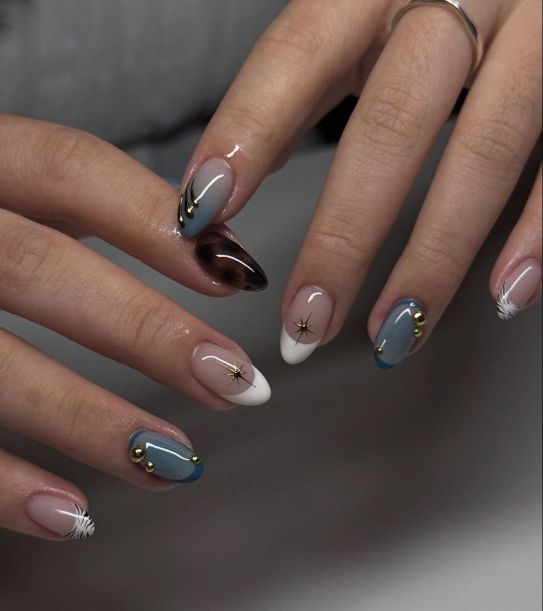Mixed Media Celestial Classy Fall Nails 2025
