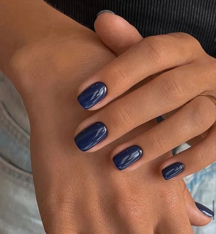 Navy blue square September nails