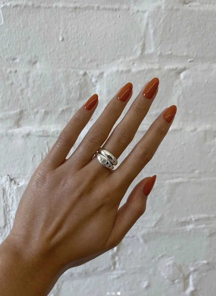 Orange Almond Fall Nails Ideas