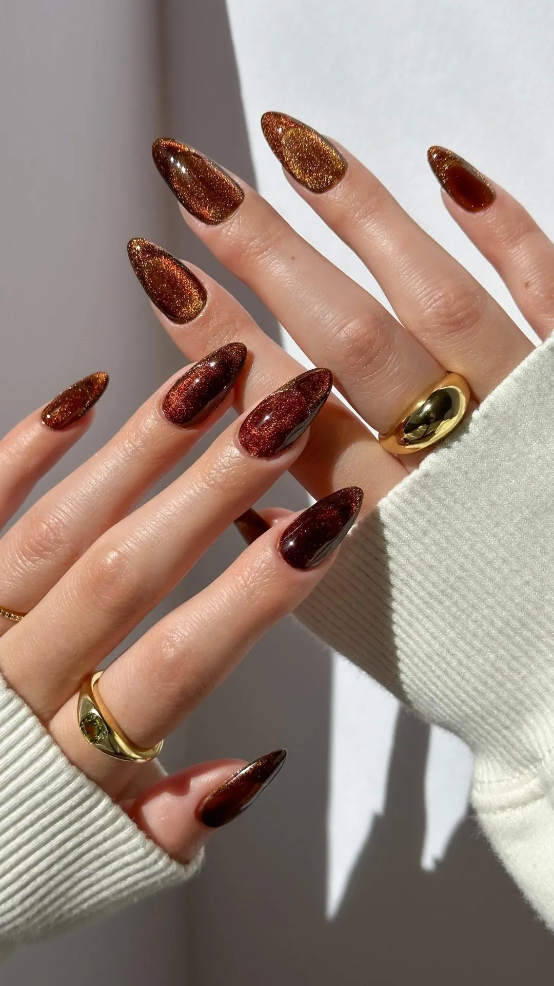 Rich burgundy and chocolate nail designs for fall
