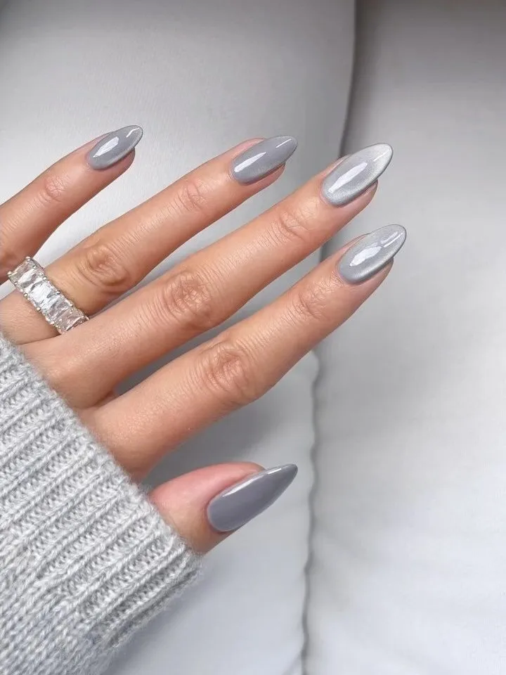 Silver Cat Eye Nails Classy Autumn Nails 2025