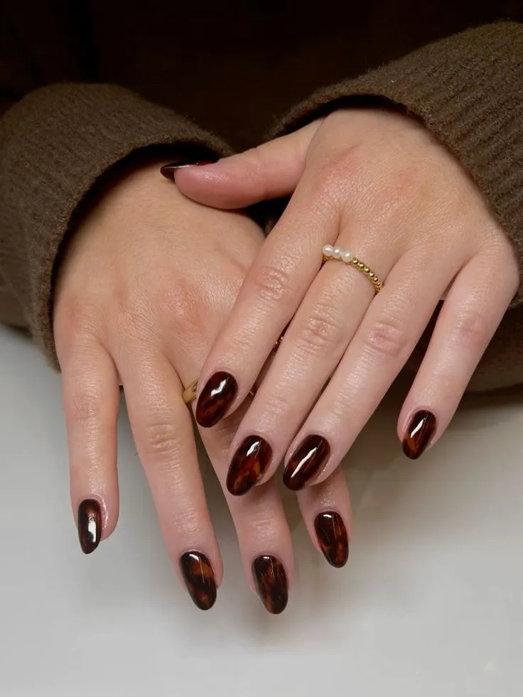 Tortoise Shell Almond Fall Nails September