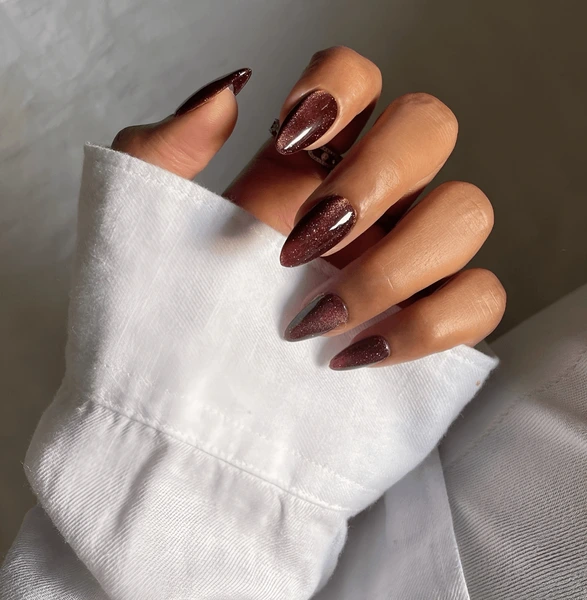 Brown Glitter Nails brown fall nails