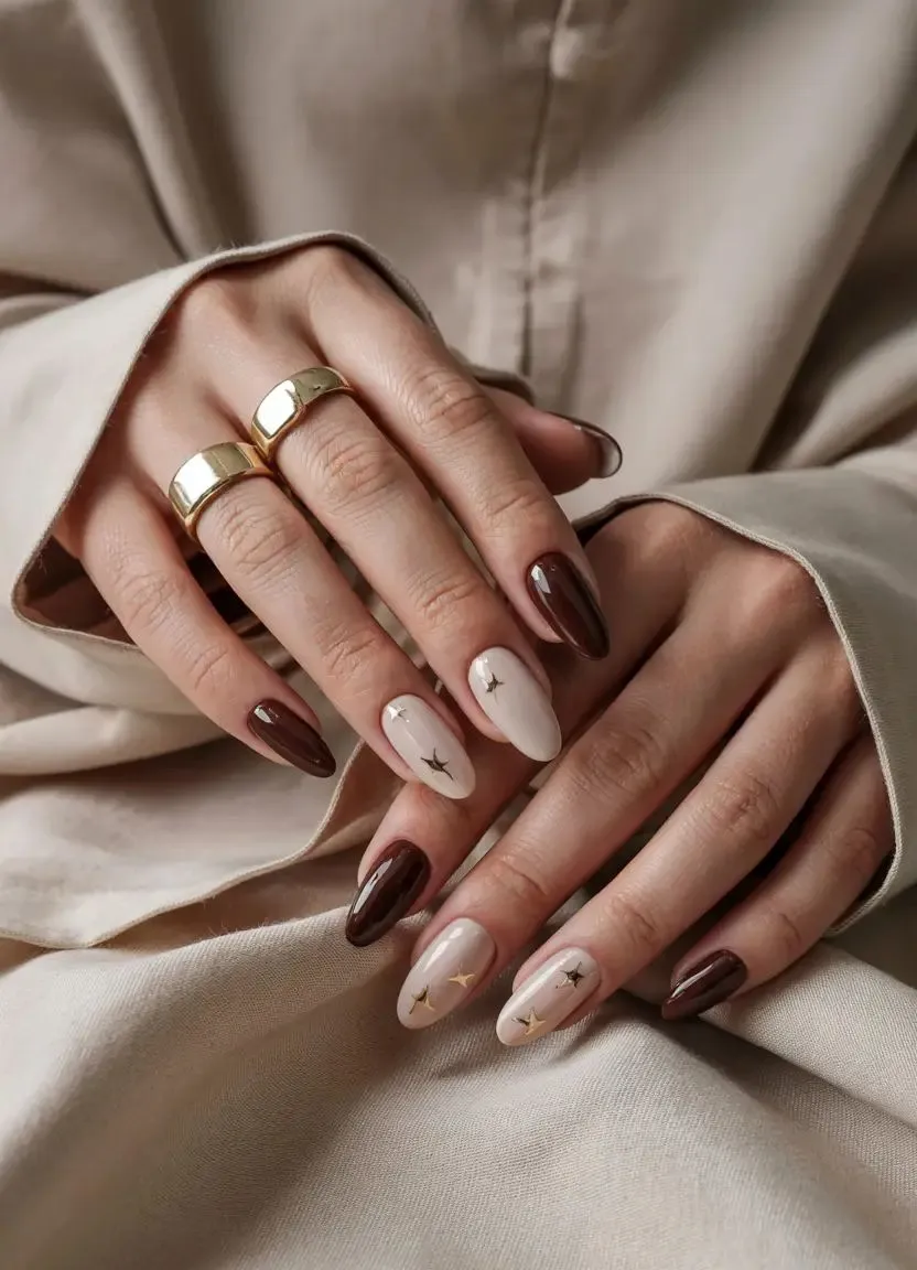 https://www.stoleninspiration.com/wp-content/uploads/2025/09/Brown-nails-with-beige-accent-nails-with-starsfall-winter-manicure.jpg