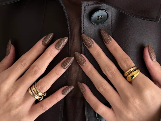 Espresso Crocodile Brown Fall November Nails