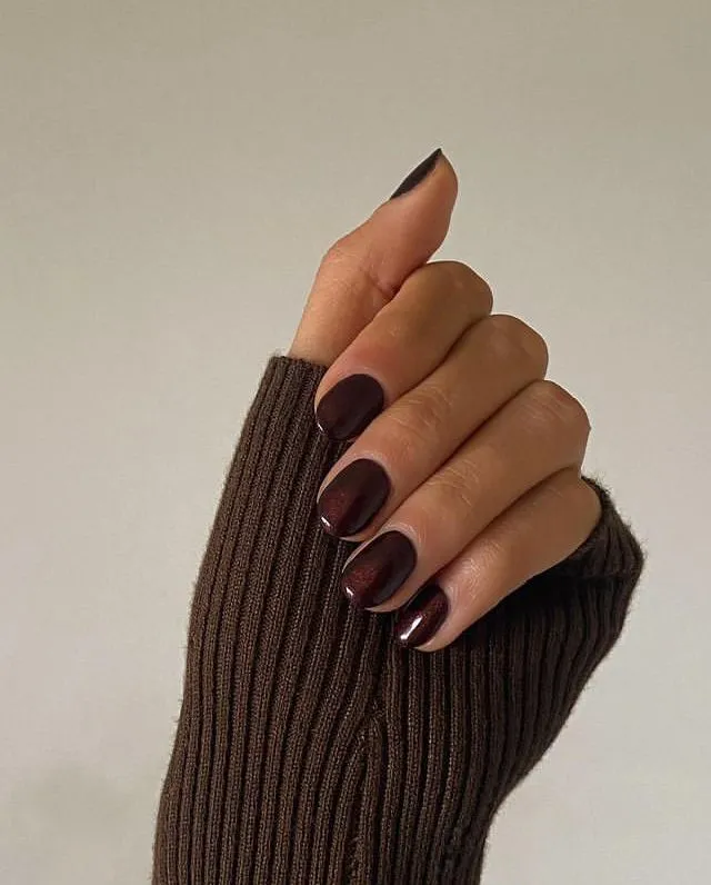Metallic Bronze Square Fall Nails Colors 2025