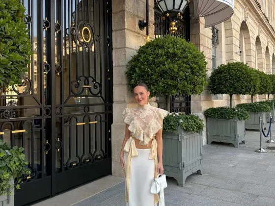 Zimmermann lace top with white satin maxi skirt summer outfits