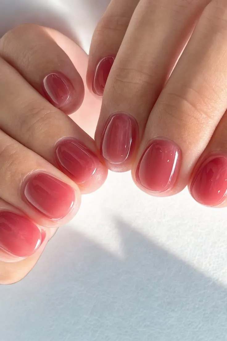 Pink jelly nails Korean manicure trend 2026